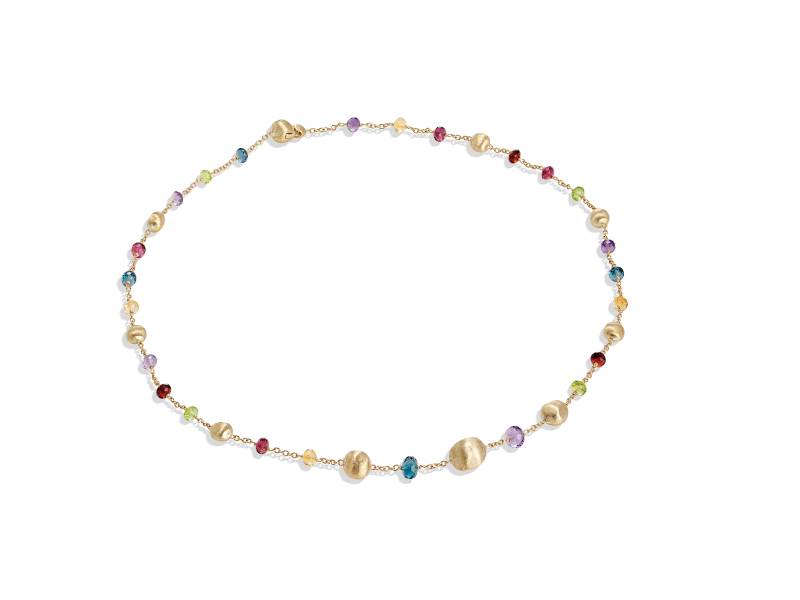 YELLOW GOLD NECKLACE WITH MULTICOLOURED GEMSTONES AFRICA MARCO BICEGO CB2281-L MIX02